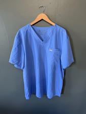 Figs Mens Blue Short Sleeve V-neck Medical Scrub Top Size 2XL