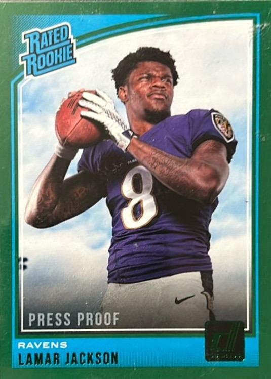 2018 Donruss #317 Lamar Jackson Press Proof Green