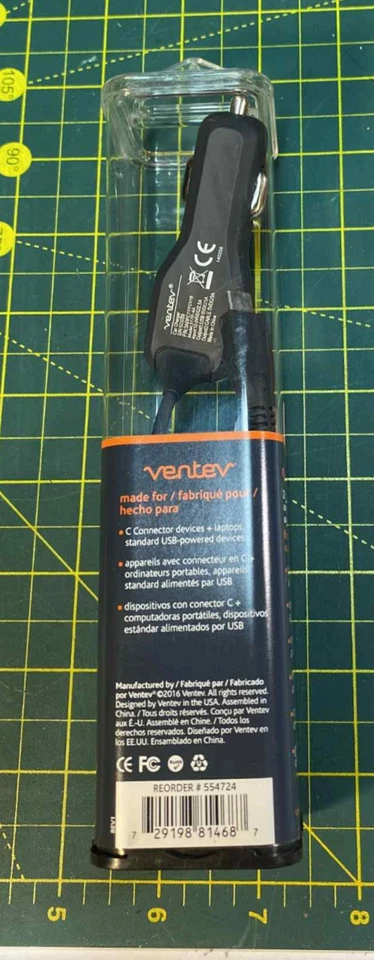Encendedor de coche Ventev a cargador de coche USB-C 4 AMPERIOS puerto USB-A negro Foto 3 de 4