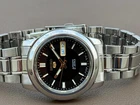 Seiko 5 Automatic Snx Black Dial 21 Jewels Vintage Mens Silver Watch S-144
