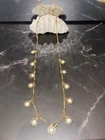Vintage Trifari Gold Tone Pearl Drop Necklace Signed TM Mid Century Jewelry
