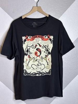 Disney Vintage Mickey Mouse Come Alive Graphic T-Shirt Black XL - Free Shipping