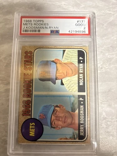 1968 Topps Mets Rookies Jerry Koosman & Nolan Ryan #177 PSA 2 (MK) Rookies HOF