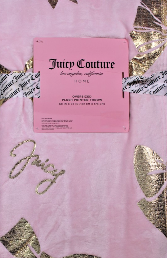 Juicy Couture Pink Plush Throw Blanket 60