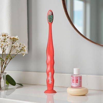 Oriflame Optifresh Kids Milchzähne Soft Borsten Kinder Zahnbürste Rot Saugnapf