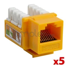 5 pack Cat5E Keystone Jack Punch Down RJ45 CAT5 Yellow
