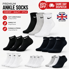Nike Ankle Socks Men Women Cotton Cushioned Sports Trainer Socks 3-12 Pairs