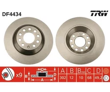 2pcs Brake Disc TRW DF4434 for Audi A6 A6 Avant
