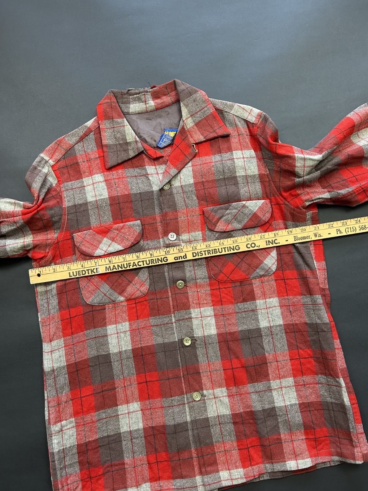 1950s Pendleton Loop Collar Shirt Wool Plaid Jack… - image 9