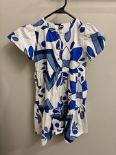 Tea Collection Blue and White Floral Kids Dress Girls 7 Spring Floral Cotton