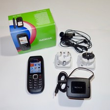 Nokia 1616 Vintage 2G Cell Phone w/ Charger, Adapters, Ear Buds, Box
