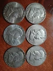 6 Franklin Half Dollars 90% Silver 1954-1963
