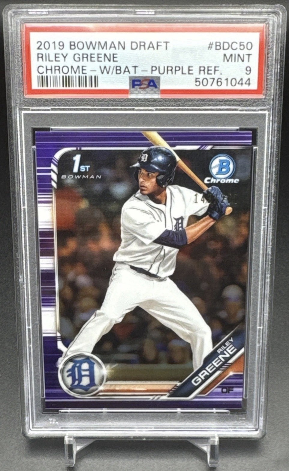 2019 Bowman 1st Chrome Riley Greene PURPLE REFRACTOR PSA 9  /250