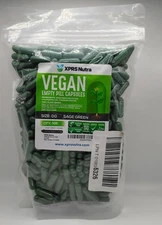 XPRS Nutra Size 00 Empty Capsules Sage Green 500 Count Empty Vegan Capsules 