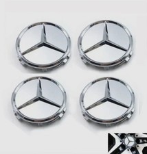 4X Mercede s Benz Classic Silver Wheel Rim Cover HubCaps Emblem 75MM Badge