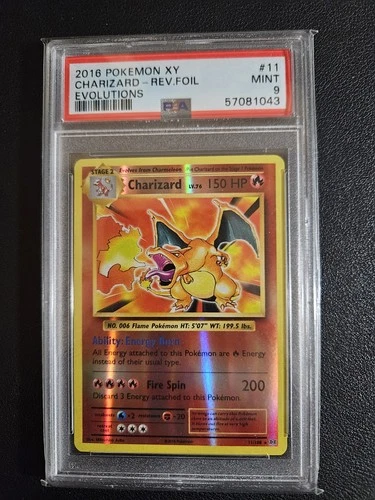 2016 Pokemon XY Evolutions - Charizard Reverse Holo Rare #11 PSA 9 Mint