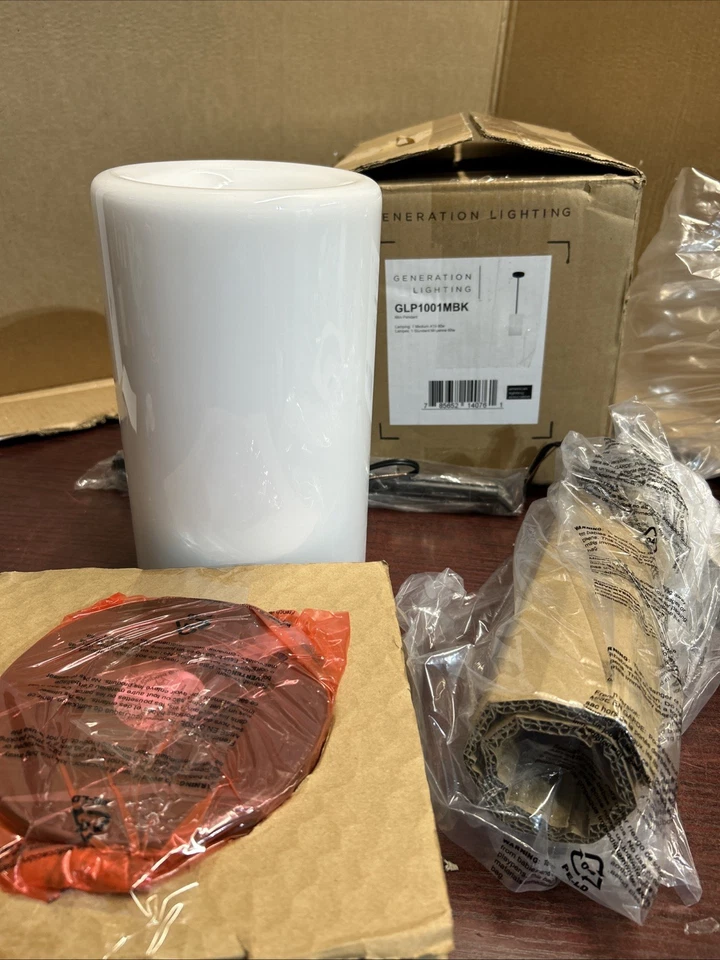 Generation Lighting Rhett 1-Lt Pendant, Black/Painted White - GLP1001MBK - Image 3 of 4