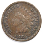 1884 Indian Head Penny Cent Extremely Fine (XF) Damaged