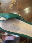Gucci Marmont GG Gold Logo Green Leather Ankle Strap Block Heels Sandals 41 IT — photo 4