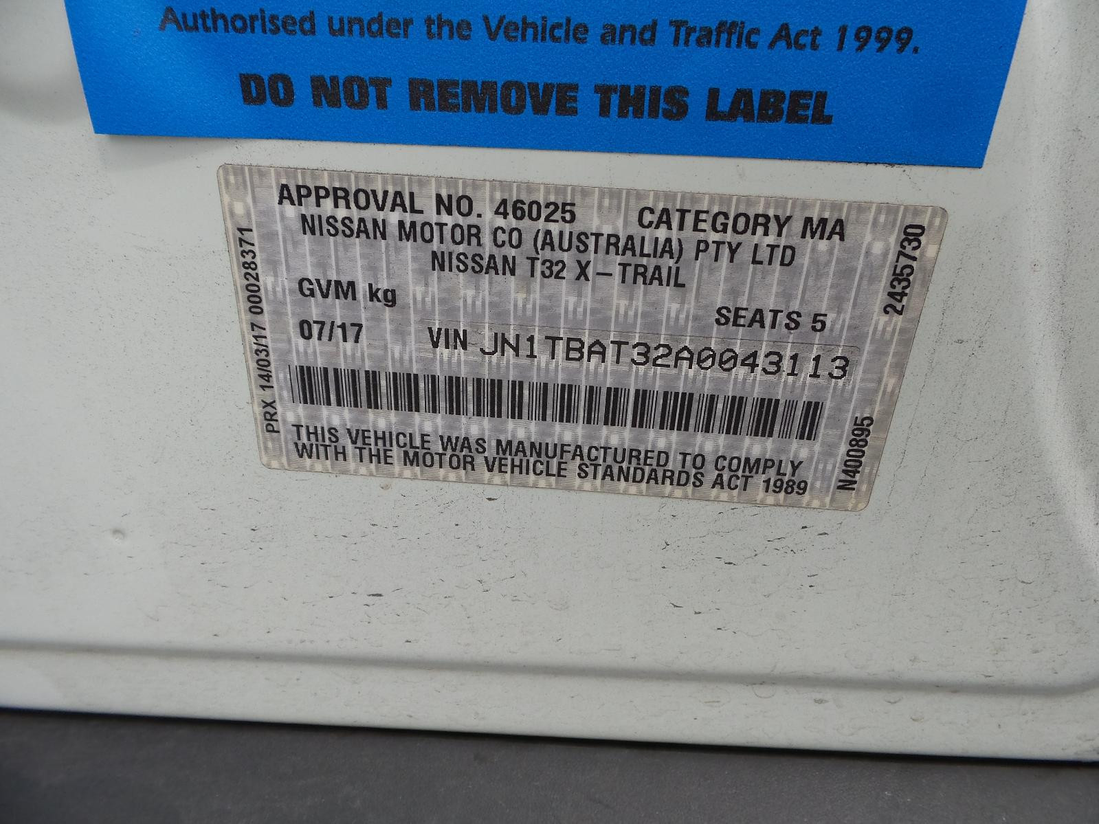 2017 Nissan Xtrail STARTER MOTOR PETROL 2.5 QR25DE AUTO T/M T32 02/14 - 07/22 image 5