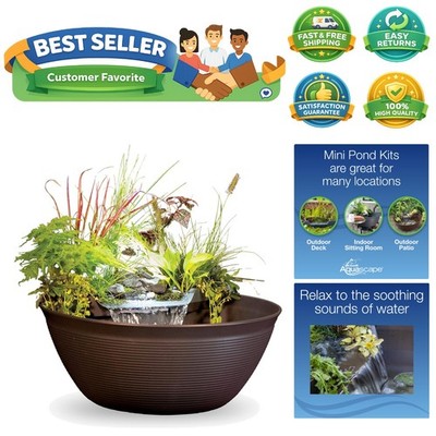 Complete AquaGarden Container Kit: Round Mini Pond with Waterfall & Filter