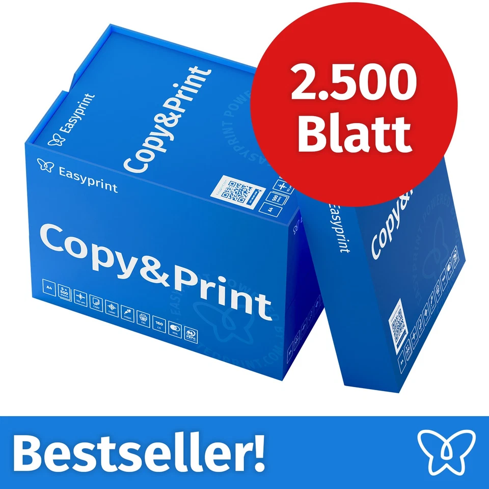 Easyprint Druckerpapier A4 2500 Blatt Hochweiß CIE 160 PEFC - Bild 1 von 2