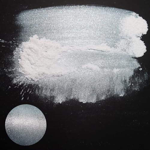 Interference Mica Powder, 1.06oz/ 30g Chrome Powder, Pearlescent Snow White - Picture 3 of 7