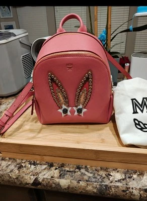 MCM Studded Star Bunny Leather Backpack - Blush | eBay display picture 3
