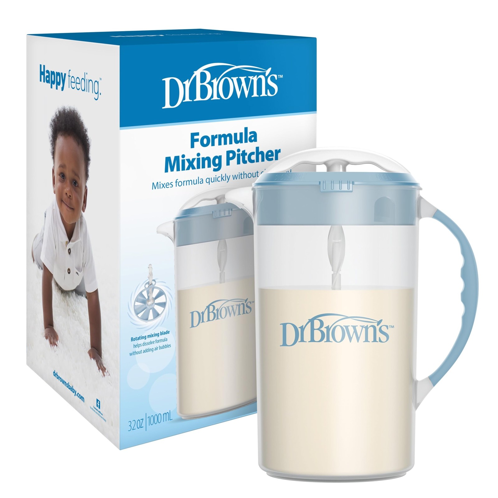 Dr. Brown's Baby Formula Mixing Pitcher with Adjustable Stopper, Locking Lid,