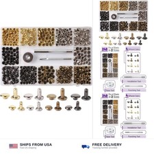 UNCO- Leather Rivets Kit, 4 Colors, 2 Sizes, 240 pcs, Tubular Metal Studs wit...