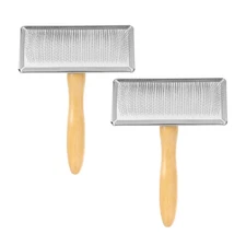 Wool Carder Brush 2 Large, Silver/Wood Color