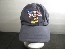 Vintage Mickey Mouse Hat Cap Blue American Flag Walt Disney World Strap Back