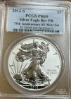 2012-S Reverse Proof American Silver Eagle $1 PCGS PR69 Rev 75th SF Mint
