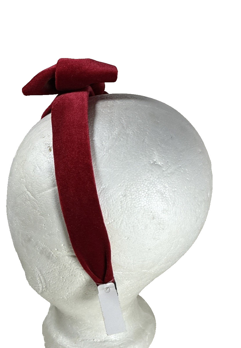 Cara New York Deep Red Velvet Bow Headband Thick Padded Hair Band