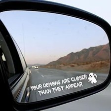 White Halloween Vanity Mirror Decals - 2 pcs Funny Stickers, Rear View Mirror De
