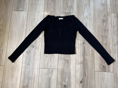 Stradivarius Shirt Langarm Schwarz Gr.M (38) TOP!!!