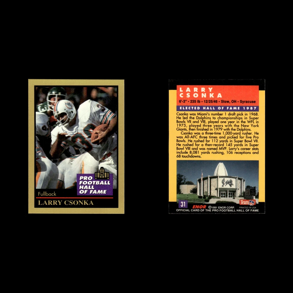 Larry Csonka #31 1991 ENOR Pro Football HOF Miami Dolphins Football Card NFL NM - Image 3 of 3