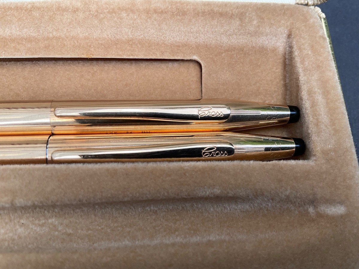 Vintage Cross 1/20 14k Gold Filled Ballpoint Pen Pencil Set with