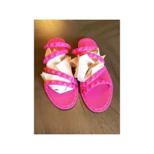 Olivia Miller Pink Studded Jelly Flat Sandals Pink  Size 7 Bright Fun Beach