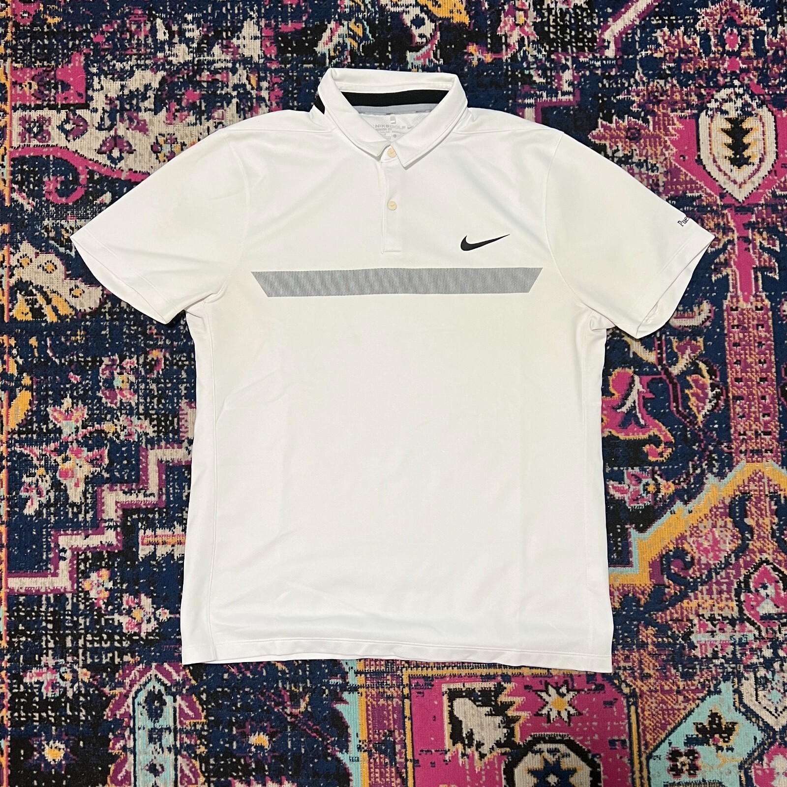 Nike Golf Modern Fit Polo Golf Shirt Mens L White Puerto Los Cabos Golf Course