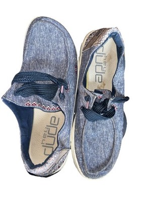 Hey Dude Wendy Flora Iris Blue Size 10 Slip On Shoes