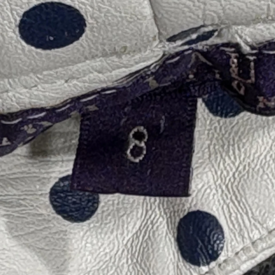 Pantalones Colección Ralph Lauren Mujer 8 Blanco Púrpura Etiqueta Lunares Cuero Foto 4 de 4