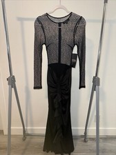 HOT Womens Sheer Mesh Sequin Party Maxi Long Dress Ladies Slim Eevning Gown