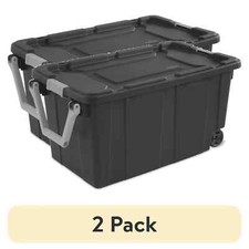  2 pack Sterilite Extra Large Storage Bin, 40 Gallon Wheeled with Handle, Gray