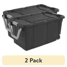(2 pack) Sterilite Extra Large Storage Bin, 40 Gallon Wheeled with Handle, Gray