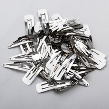 50 Silver Color Snap Hair Clips Girl Hair Bow Barrettes New  30 mm Craft S9