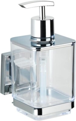 WENKO Vacuum-Loc square soap Dispenser Stainless Steel Silver 3 x 4 x 6.3 inch