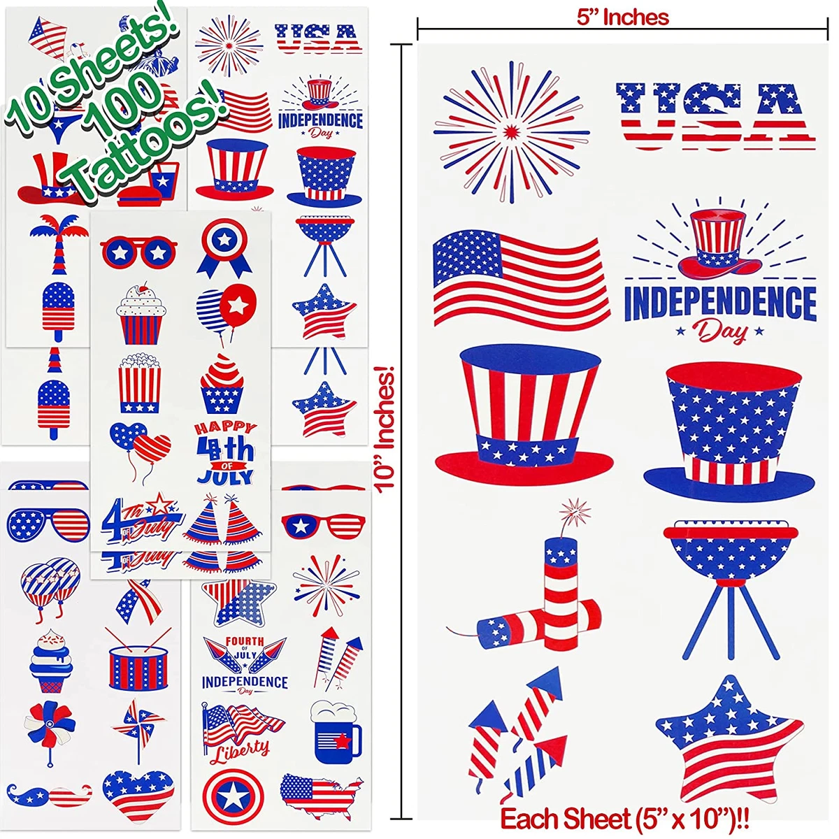 4Th of July Temporary Tattoos