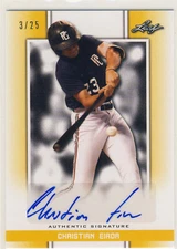 CHRISTIAN EIROA 2019 Leaf Perfect Game PG Yellow AUTO /25 FIU