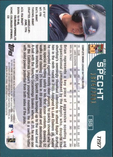 2001 Topps Traded Gold #T197 Brian Specht /2001 - NM-MT - 第 2/2 張圖片
